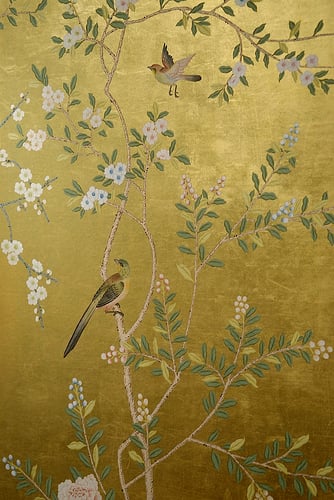 My dining room had a chinoiserie silk paper with a metallic gold