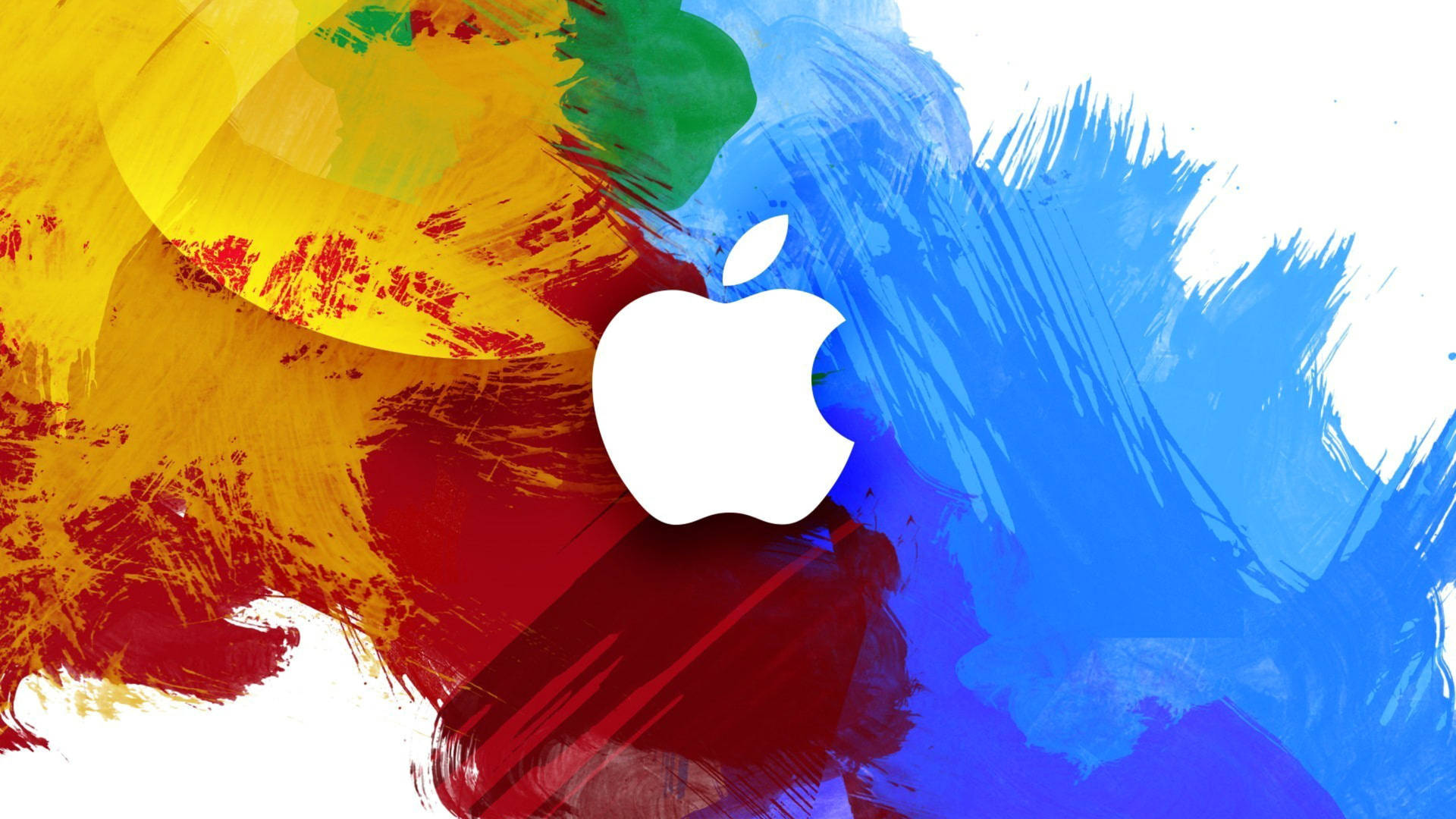 Abstract Apple Logo on Colorful Brushstrokes Background