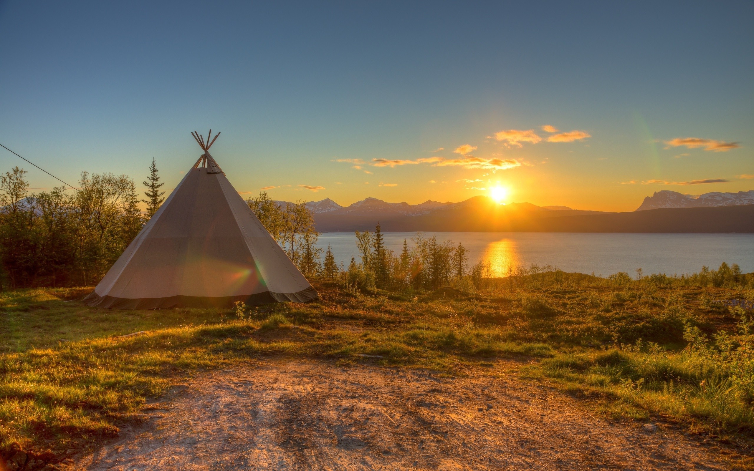 Camping Tipi Sun Lake Wallpaper HD Desktop And Mobile