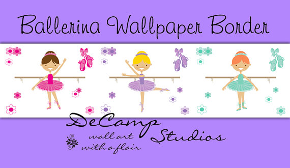 Ballerina Wallpaper Border Wall Decals Baby Girl Boy Nursery Kids Room