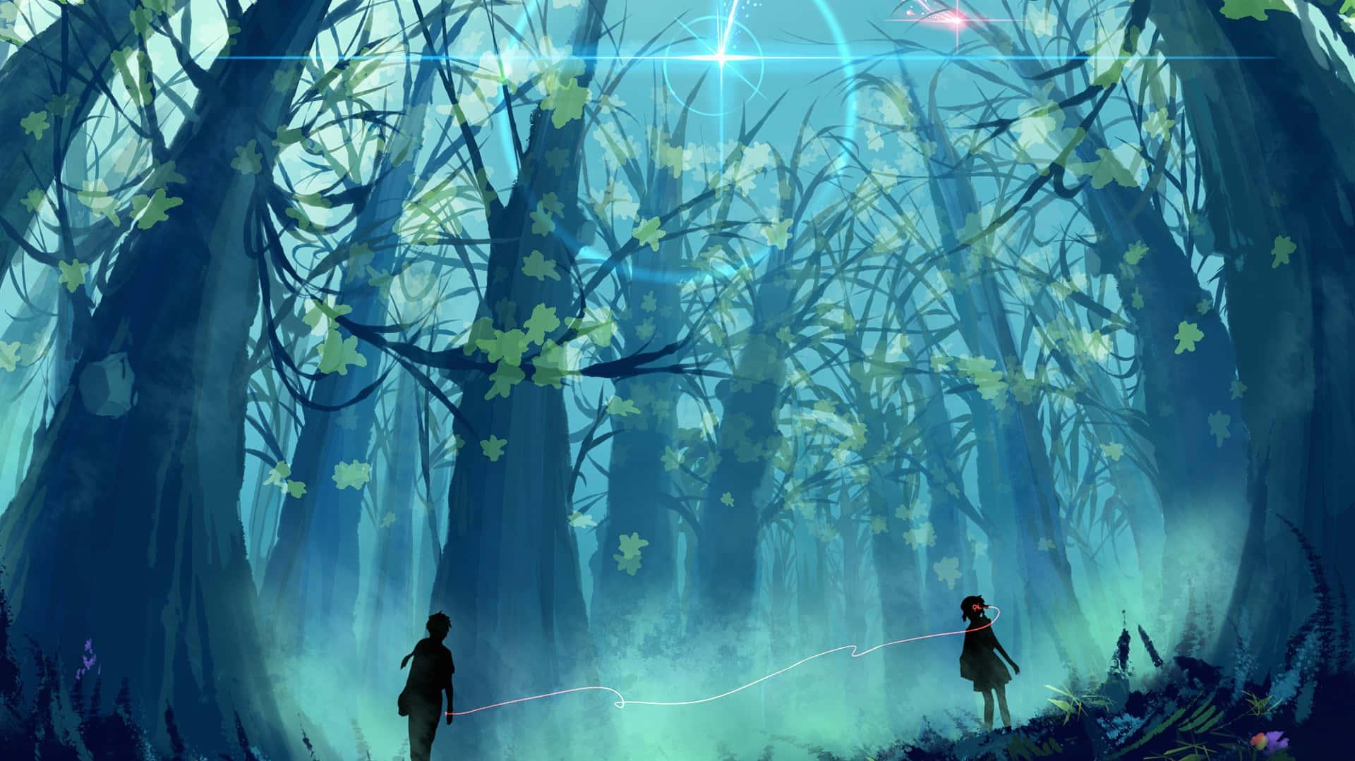 Go On An Adventure In Anime Forest Wallpaper