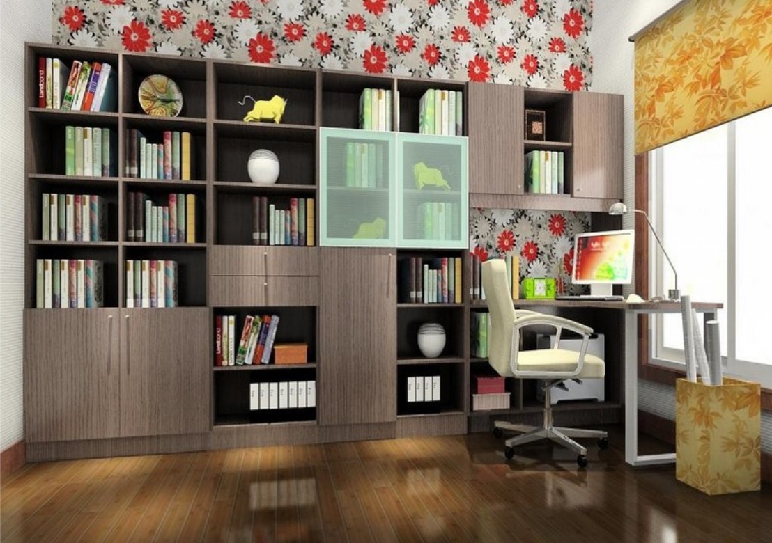 Study Decorating Ideas With Flower Wallpaper