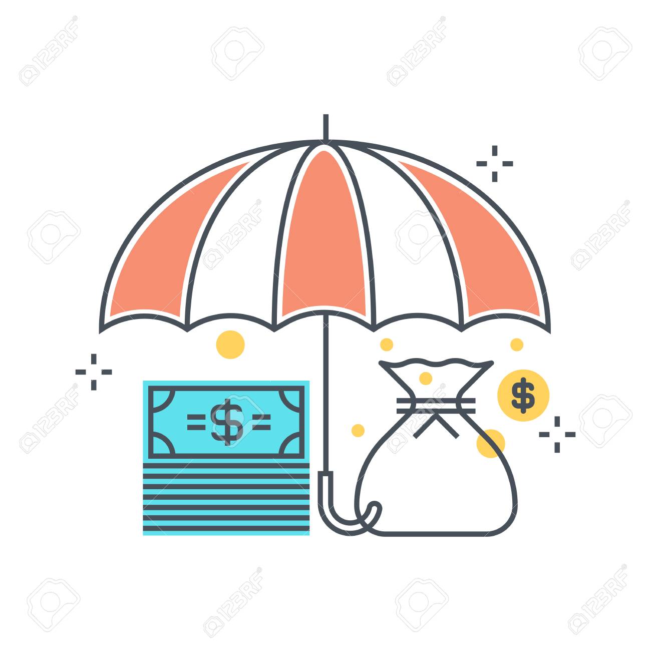 Color Line Umbrella Insurance Illustration Icon Background