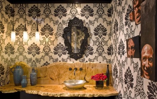 told you wallpapers isn t the most popular wall covering for bathrooms 500x318