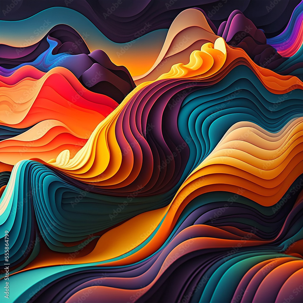 Horizontal Colorful Abstract Wave Background With Dark Salmon