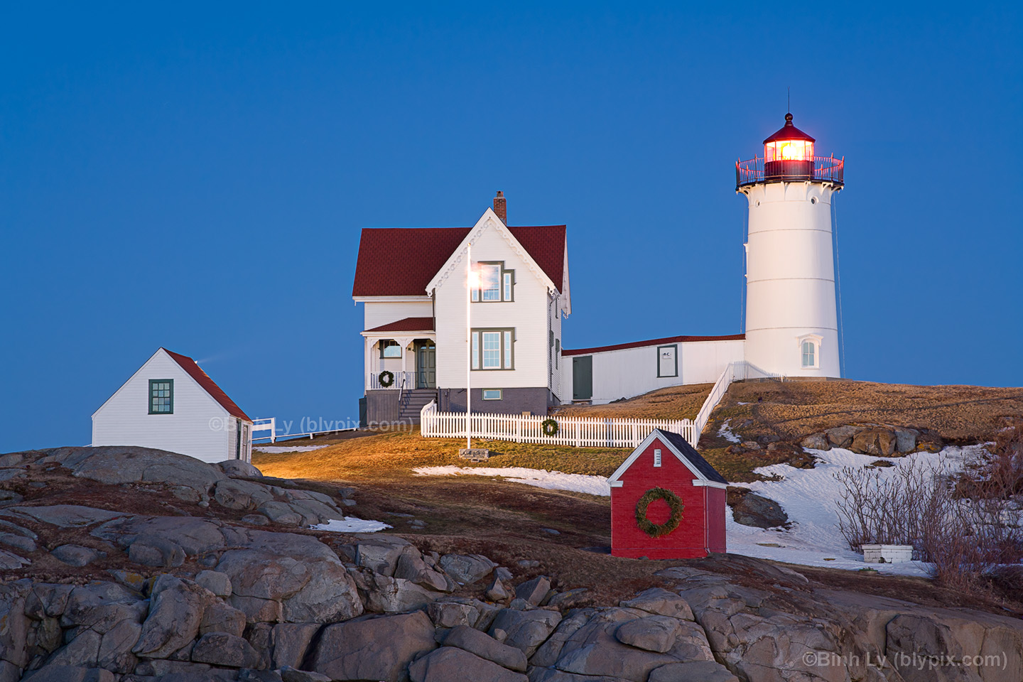 Nubble Lighthouse Maine Wallpaper Photo Art Print Blues