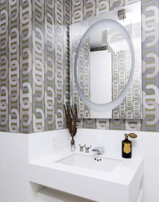 Bold Geometric Wallpaper for Bathrooms