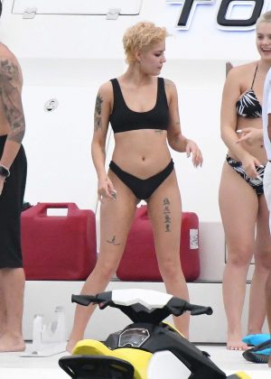Halsey In Black Bikini On A Yacht Miami