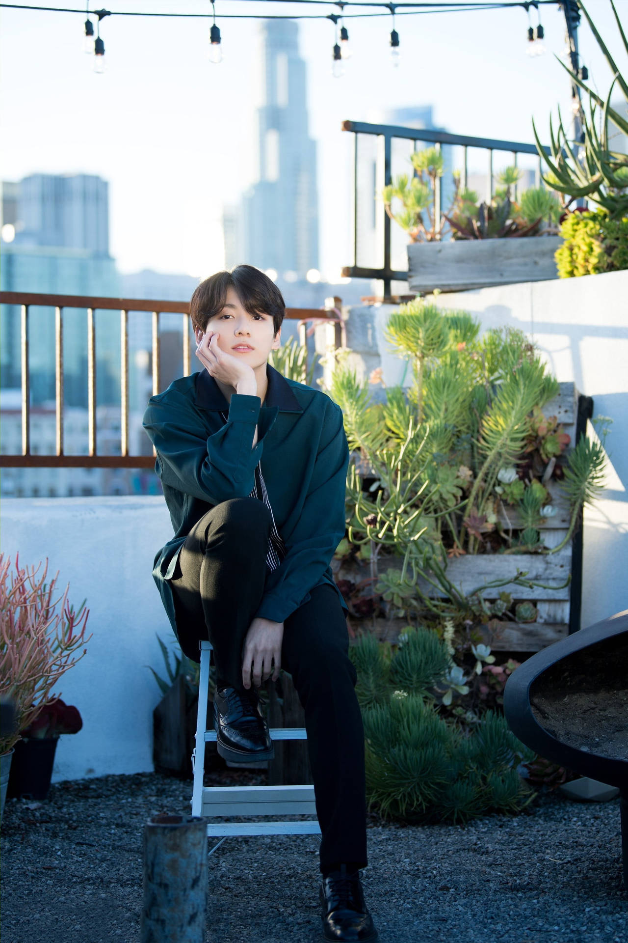 Bts Jung Kook Cute Outdoor Wallpaper