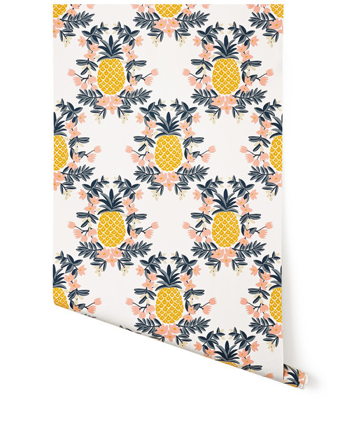 Peach Yellow Pineapple Wallpaper Little Crown Interiors Online