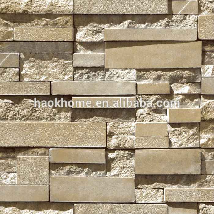 69142  Vinyl PVC 3D stone brick design home Wallpaperwallpaper mosaic