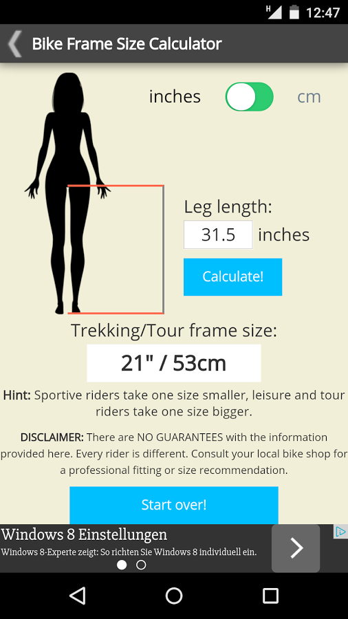 Free Download Bike Frame Size Calculator Android Apps On Google Play 506x900 For Your Desktop Mobile Tablet Explore 46 How To Measure For Wallpaper Calculator How To Calculate Wallpaper