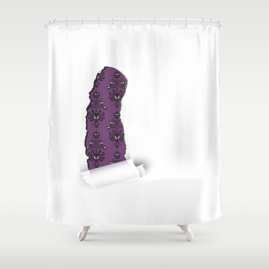 Haunted Mansion Torn Creepy Wallpaper Shower Curtain By Joel