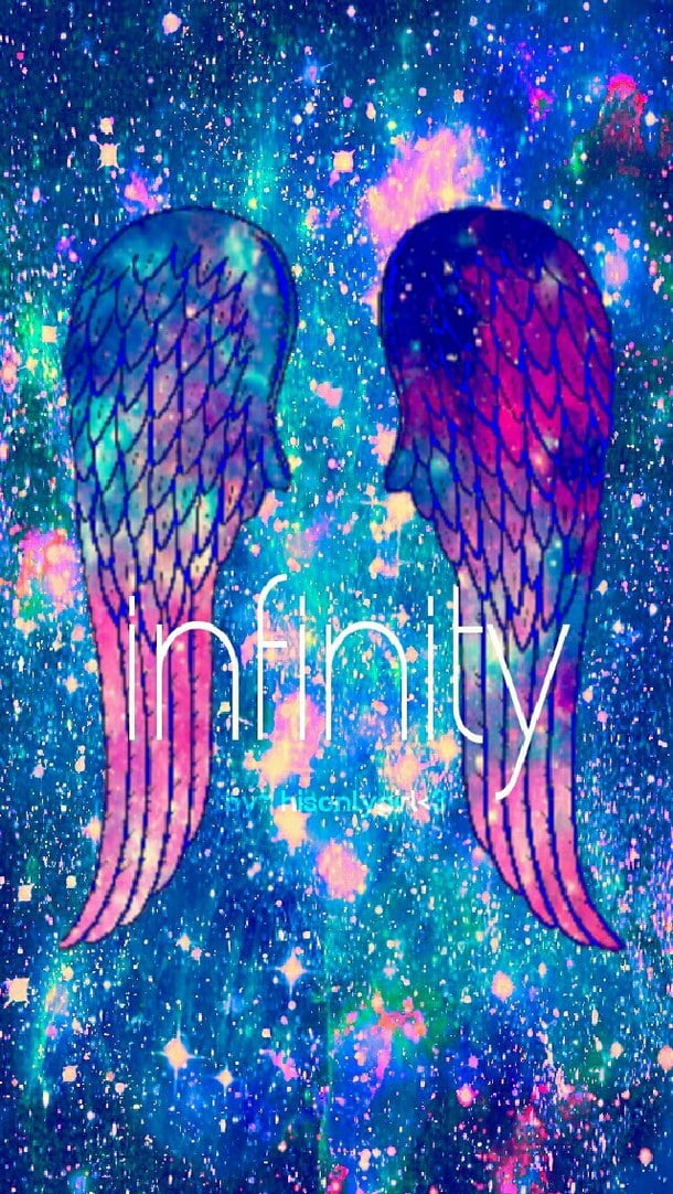 cute galaxy infinity sparkly wallpaper wings 610x1082