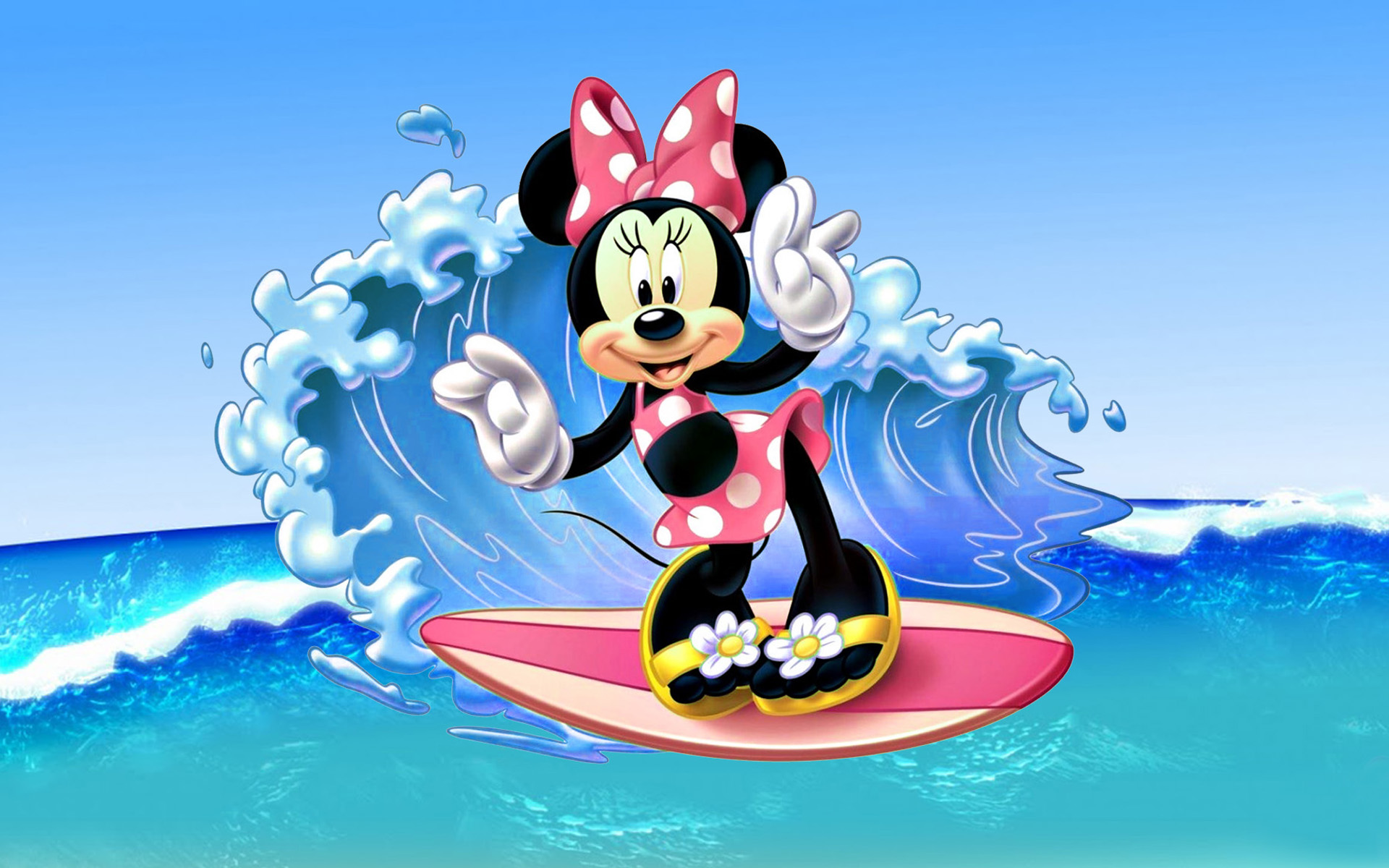 Minnie Mouse Surfing Sea Waves Image Disney Wallpaper HD