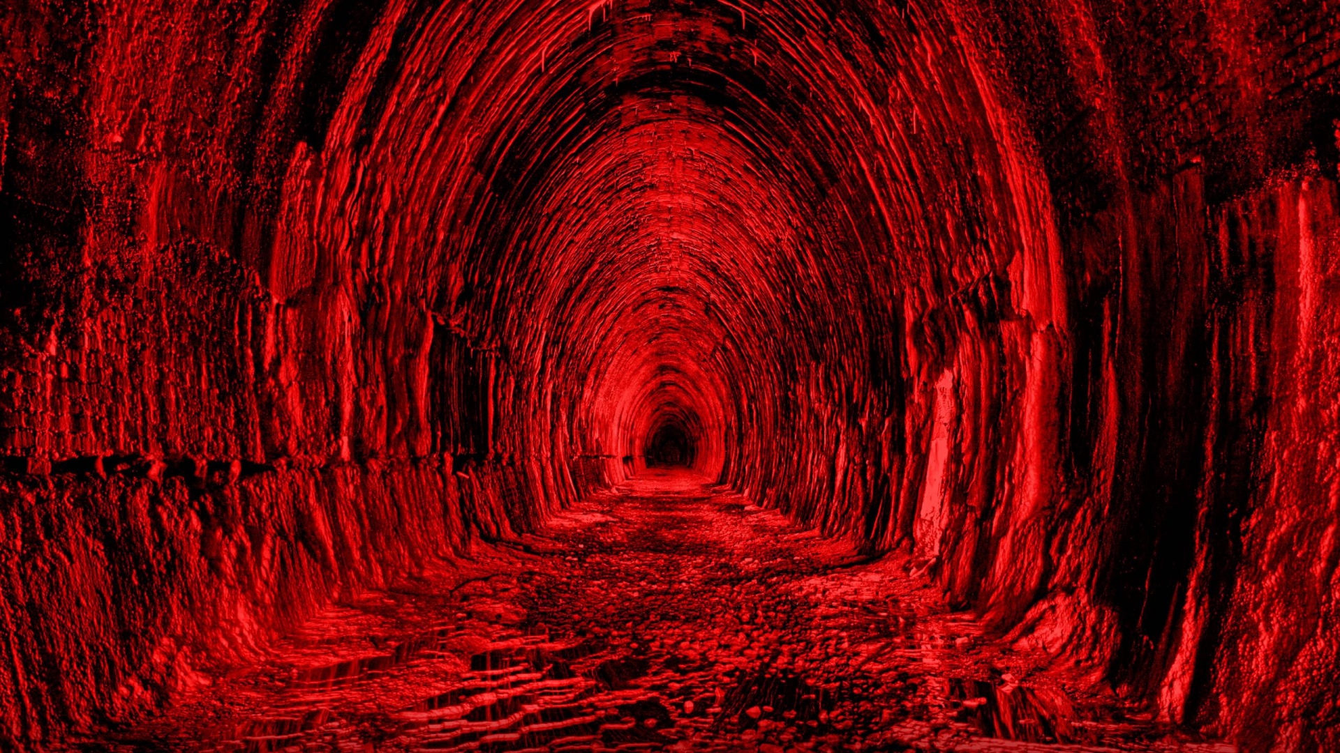 Wallpaper Tunnel Red Black Light Full HD 1080p