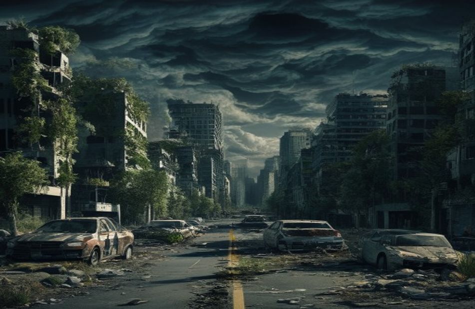Destroyed City Background