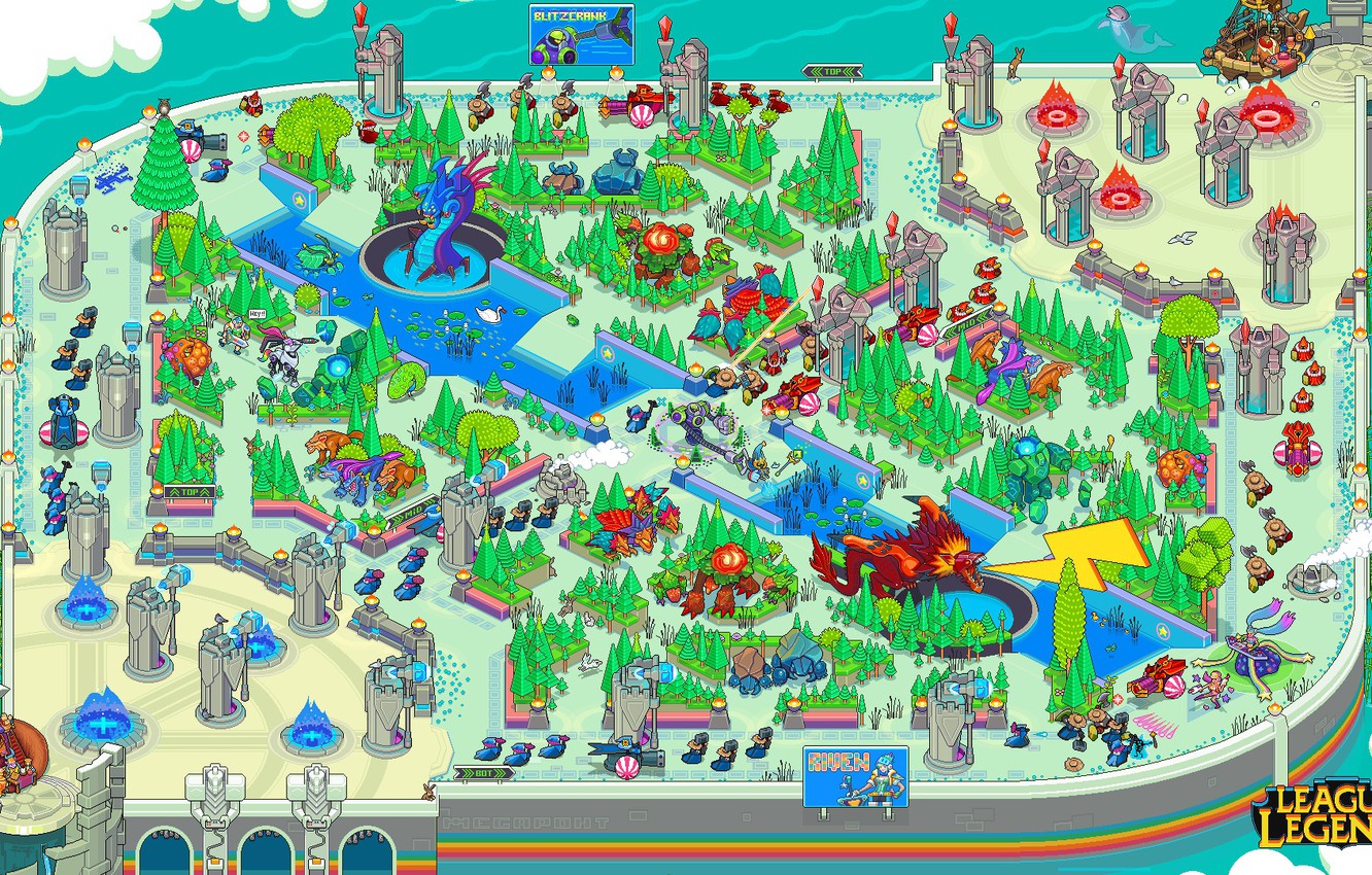Wallpaper The Game Retro Map Art Pixels League Of Legends