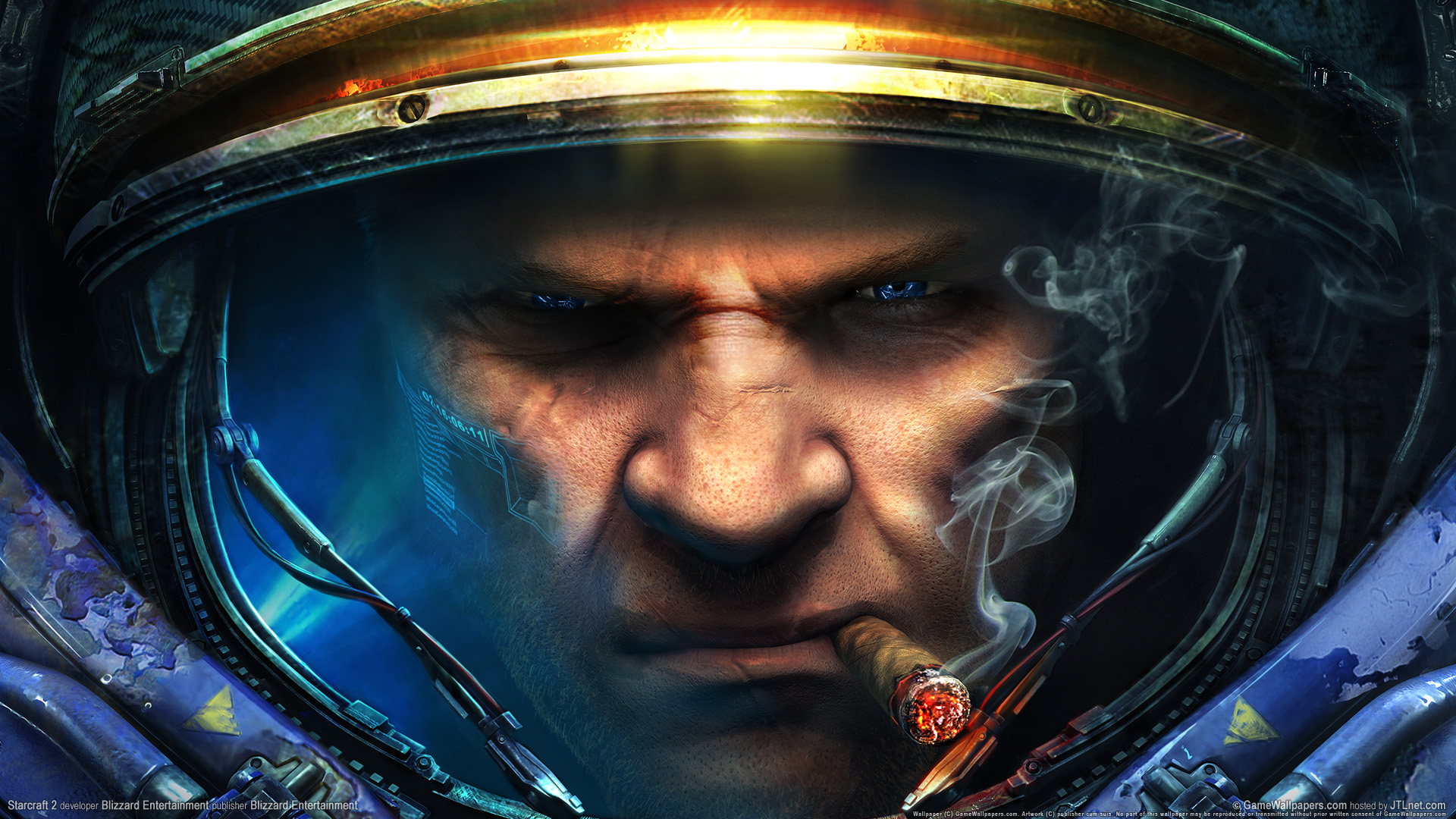 Gaming Wallpaper Full HD Starcraft Epic Face Blue Eye
