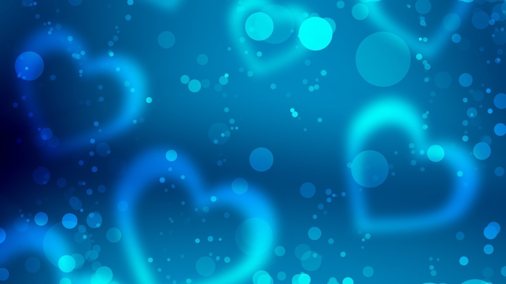 Abstract Blue Love Circles Hearts Background Wallpaper