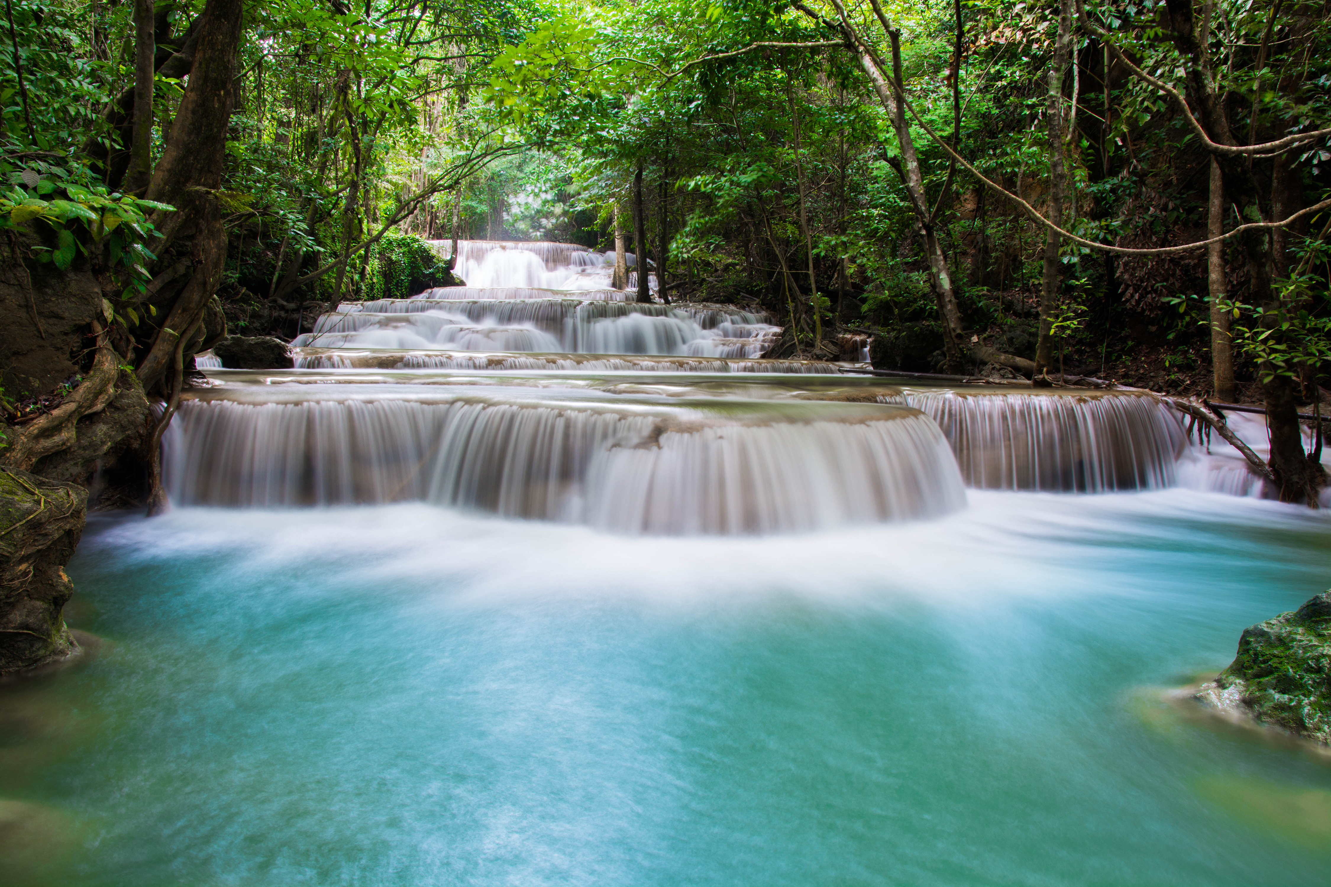 Greenery River Nature Waterfall 4k Ultra HD Wallpaper