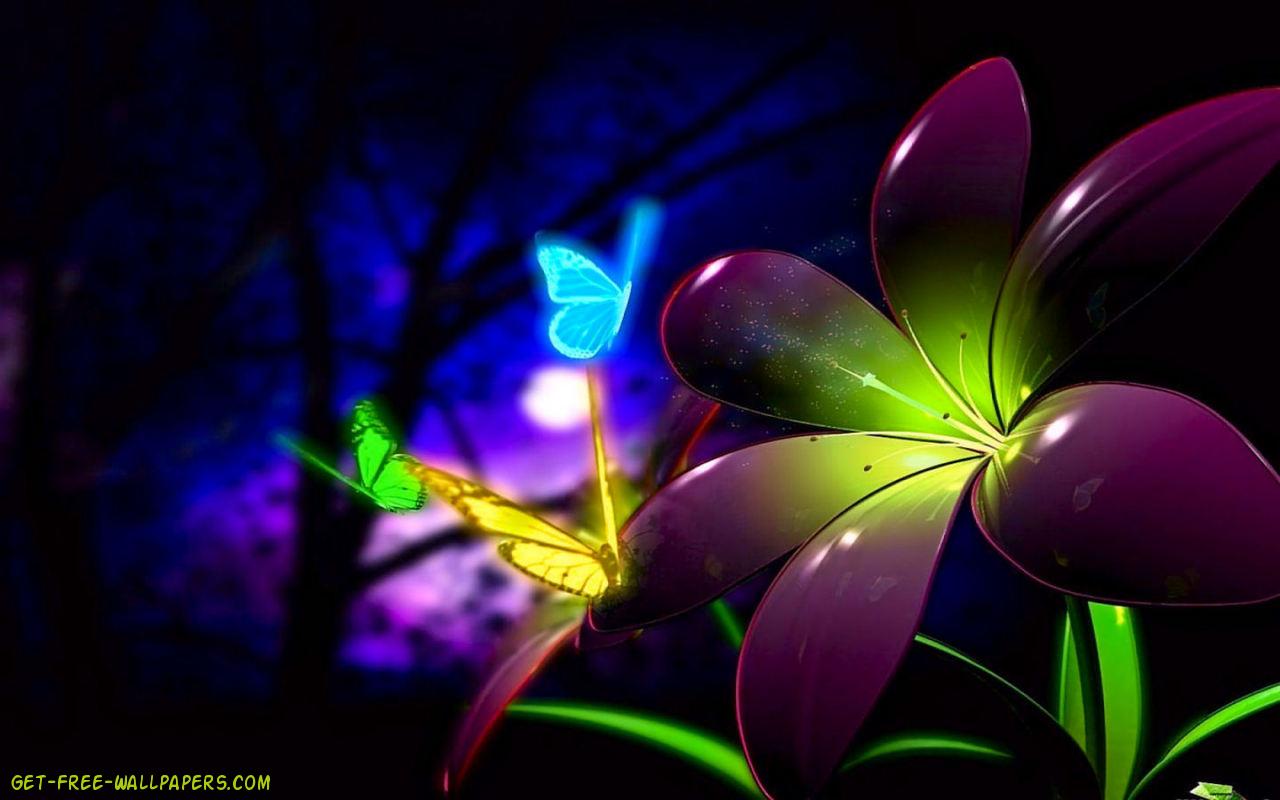 Download Fluorescent 3D Flowers Wallpaper