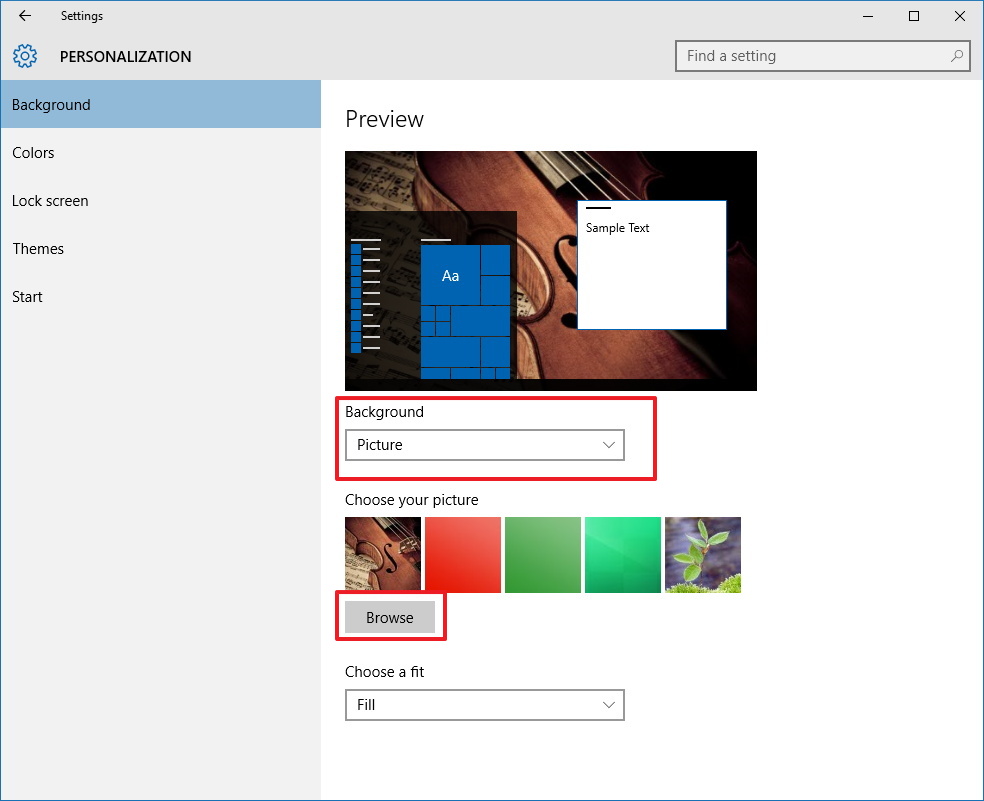  to set Windows Spotlight images as desktop background on Windows 10