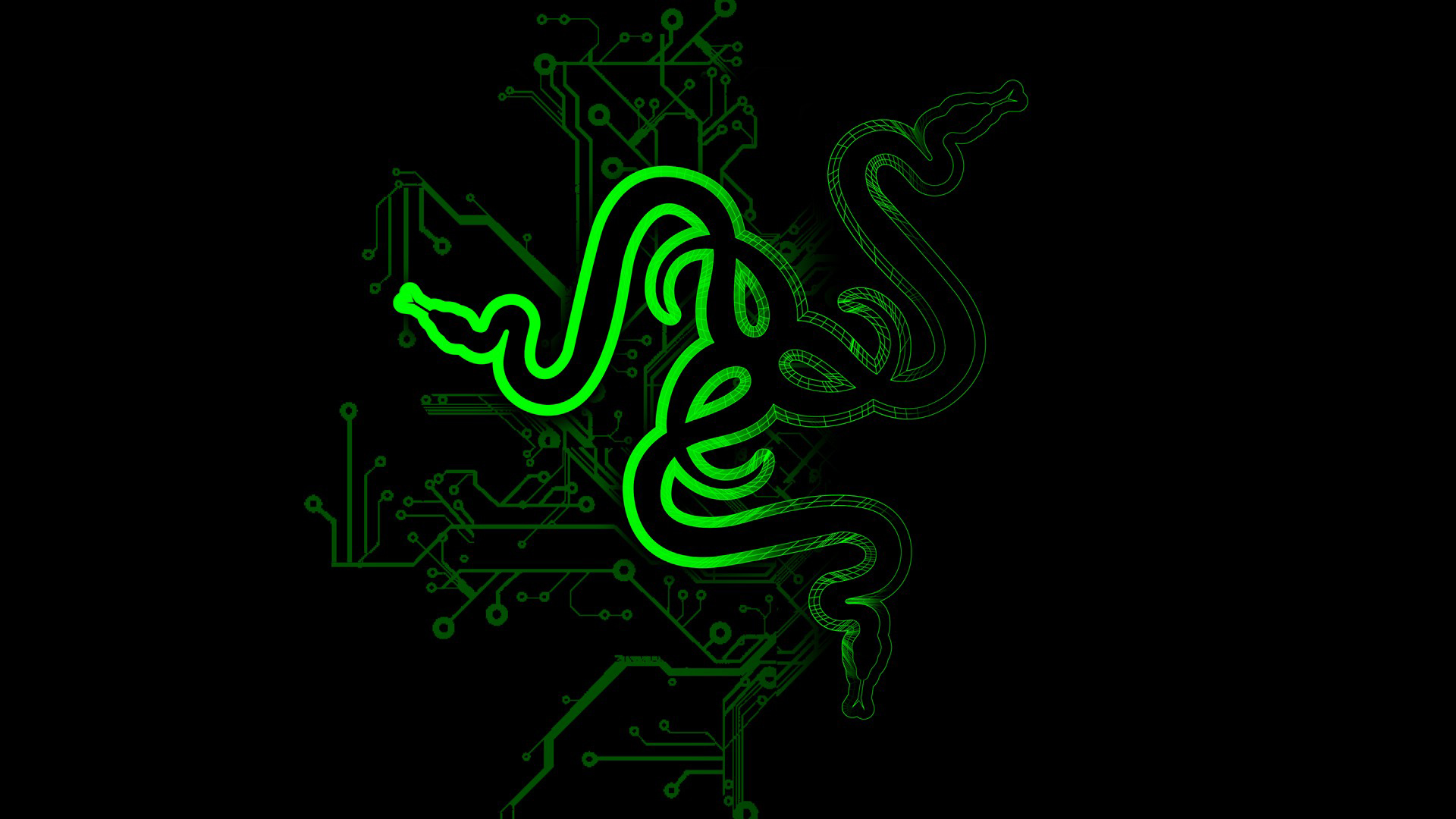 razer green logo circuit black background hd 1920x1080 1080p wallpaper