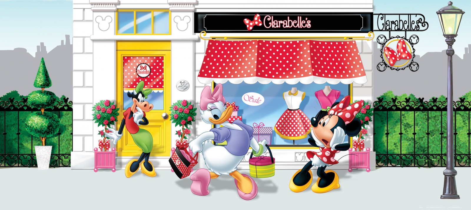 Wall Mural Wallpaper Disney Minnie Mouse Daisy Duck Clarabelle Cow