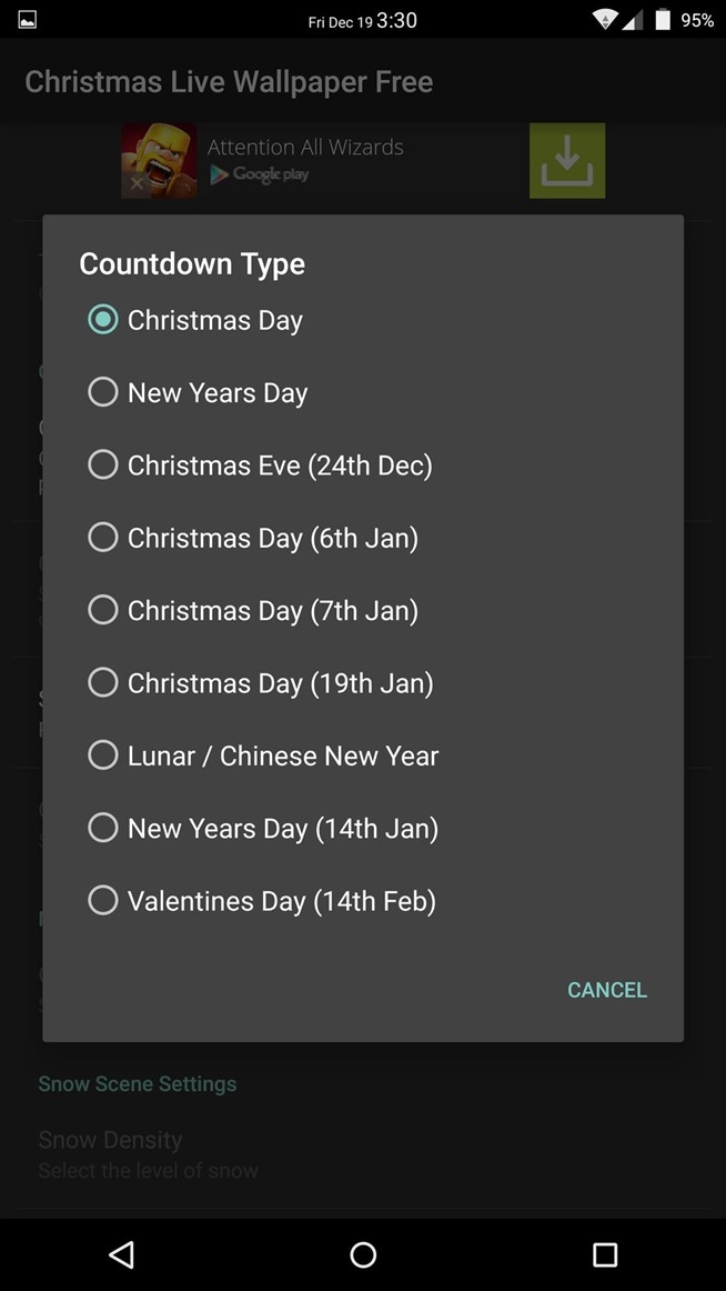 Turn Your Androids Wallpaper into a Christmas New Years Countdown