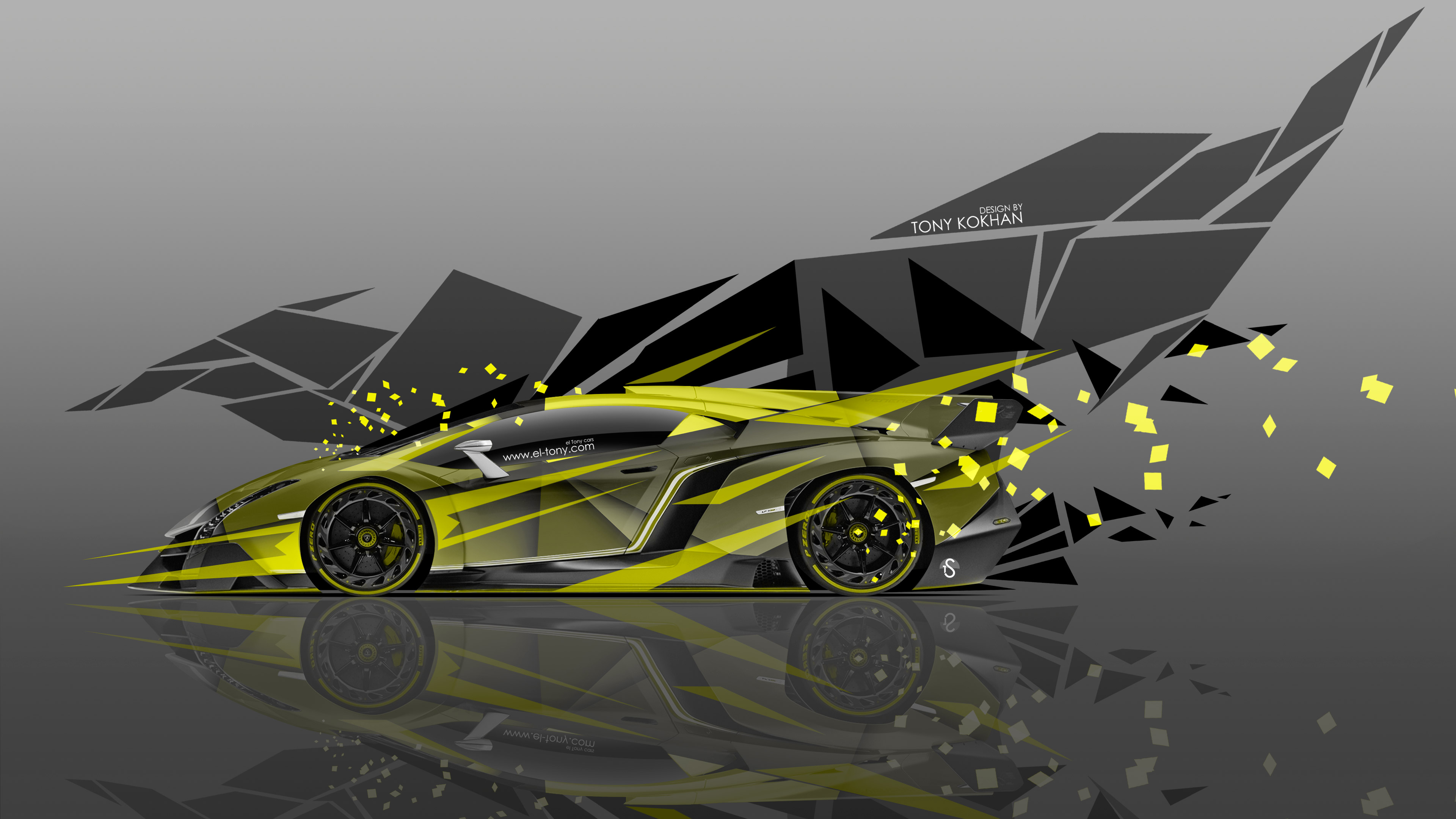 4k Lambhini Veneno Side Super Abstract Car El Tony