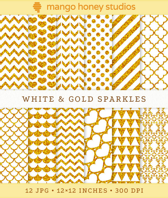 Gold Glitter Digital Paper White And By Honeyclipart