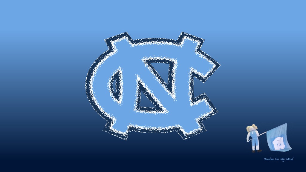 NC Logo With Rameses And Flag Wallpaper On Blue Gradient Background