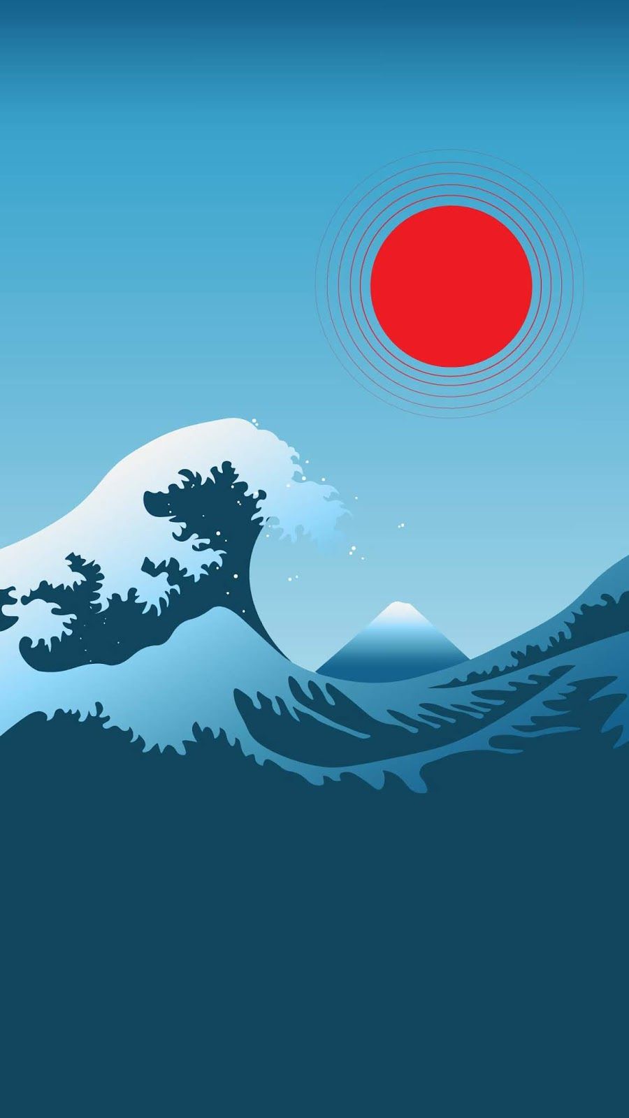 Minimalism Great Wave Off Kanagawa Wallpaper iPhone Android