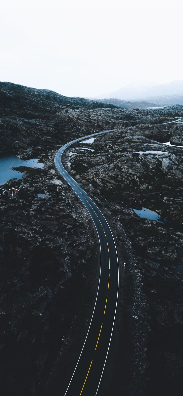 Aerial Photography Of Road Nature Scenery Landscape Grey Dark