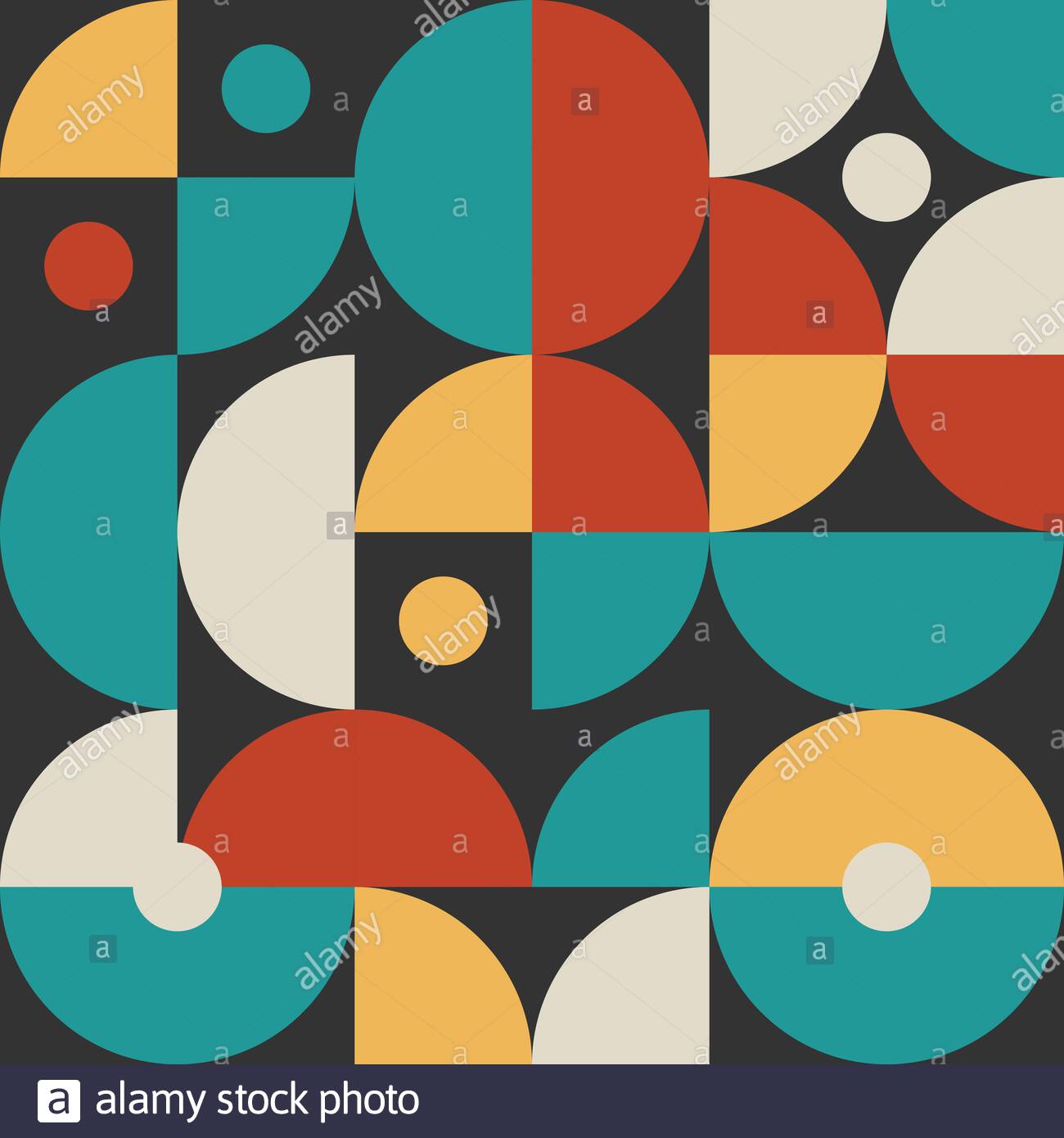 Retro Pattern In Style Of 60s 70s Bauhaus Seamless Color
