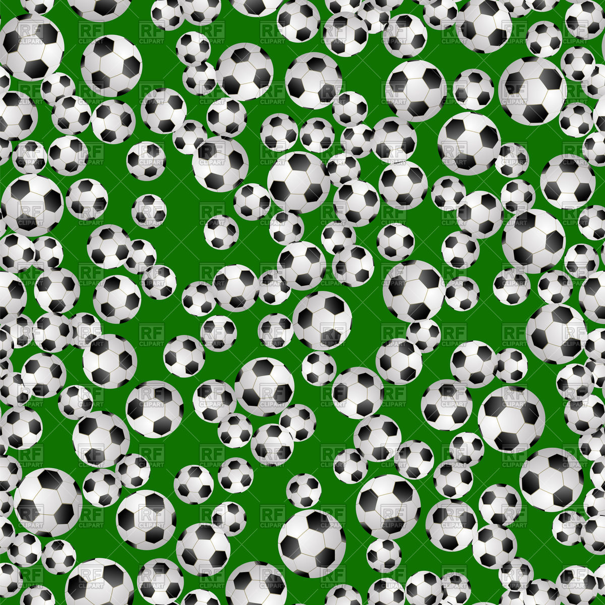 Soccer Ball Seamless Pattern On Green Background Vector Image Of