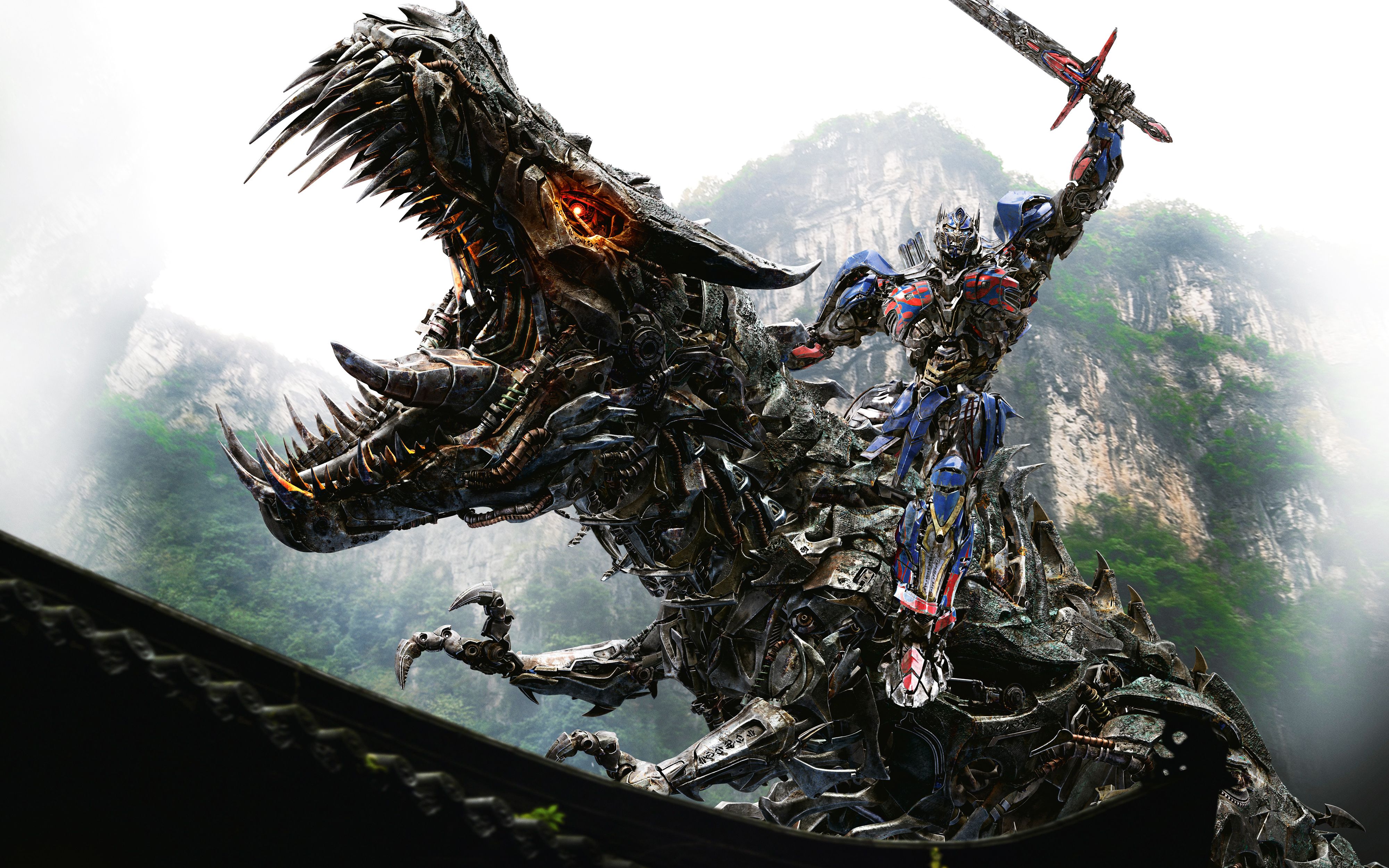 Optimus Prime On Dinobot Wallpaper HD Background