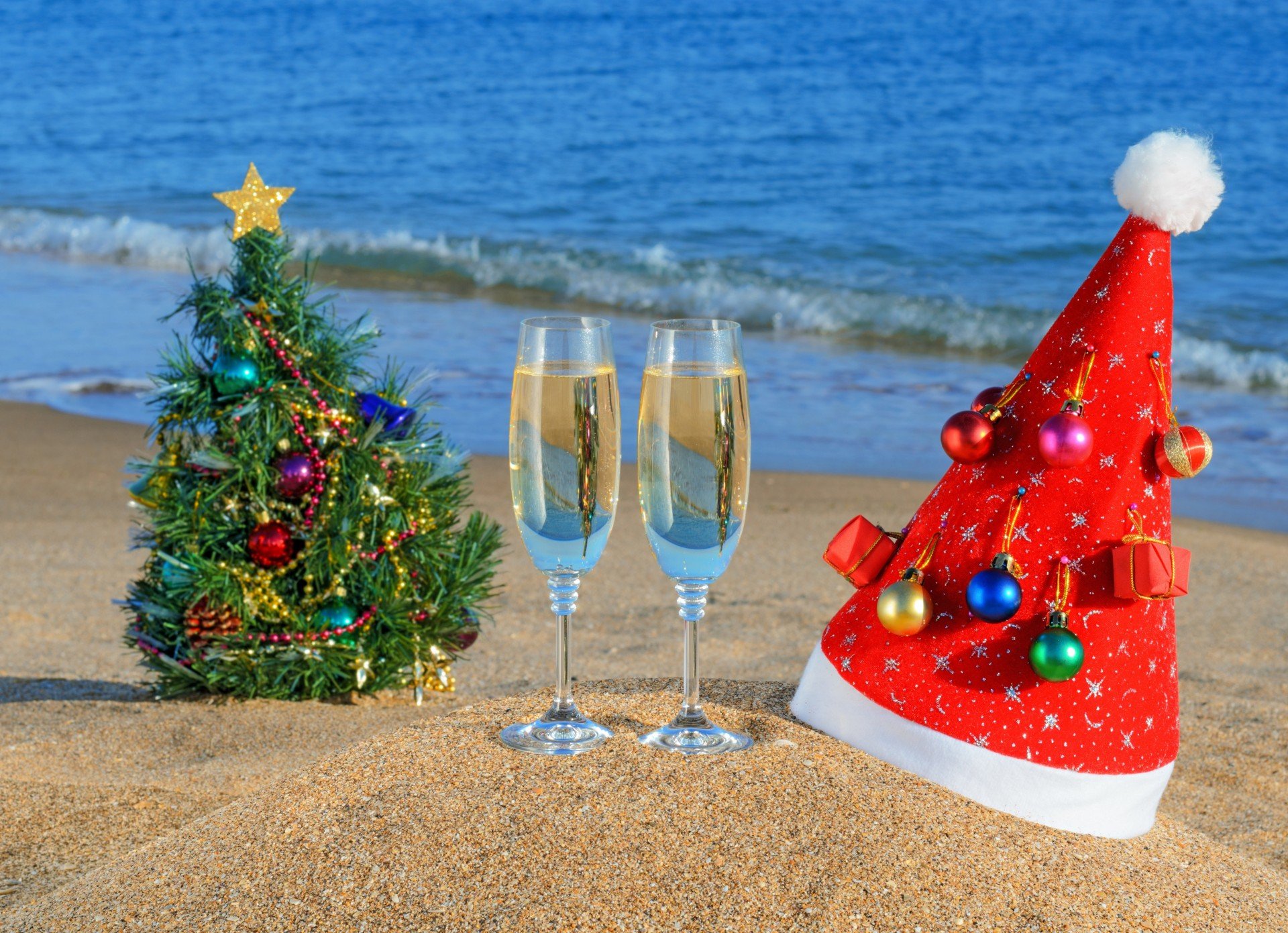 Sand New Year Beach Hats Hat Ocean Summer Christmas Tree