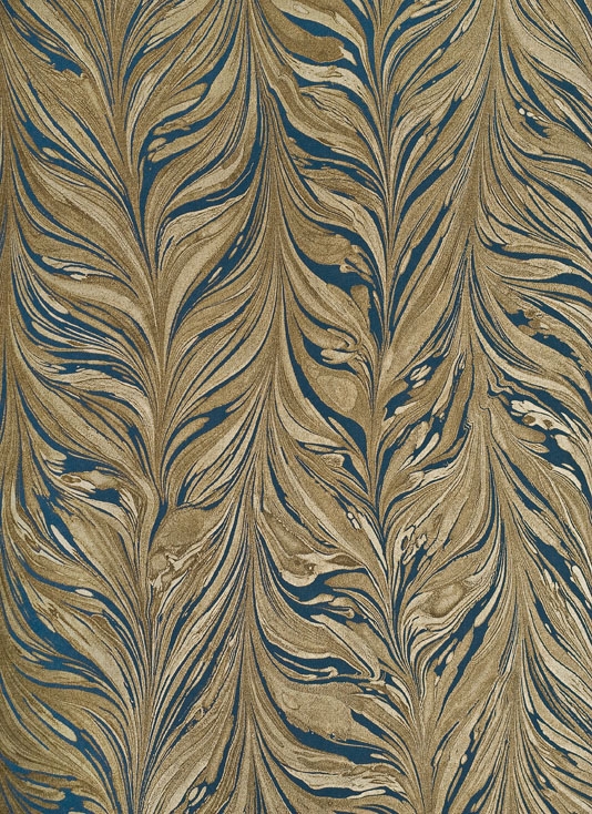 Ebru Wallpaper Teal Striped Marble Using Both Mica And Matte
