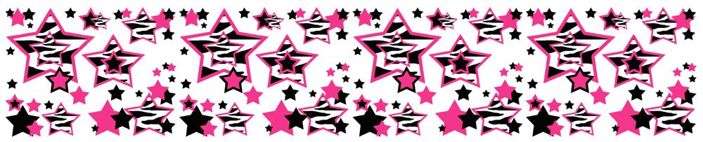 Details About Hot Pink Zebra Stars Wallpaper Border Decals Teen Girls