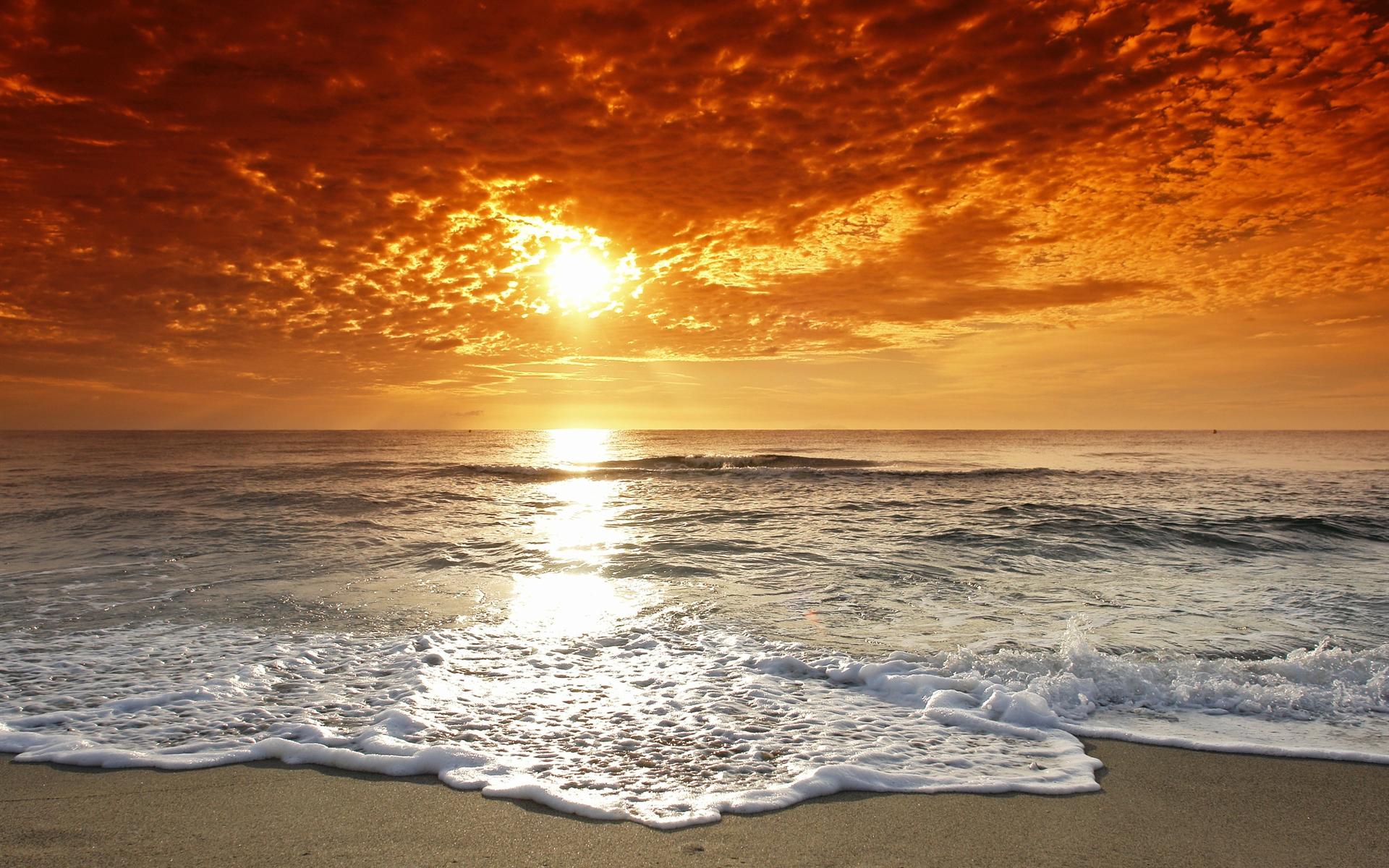 Download Free 1920x1200 Sunset Beach Tide Desktop
