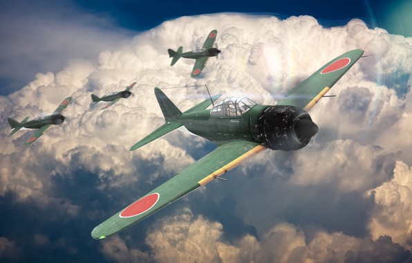 War Thunder A6m5 Zero Plane Sky Clouds Fighter Wallpaper