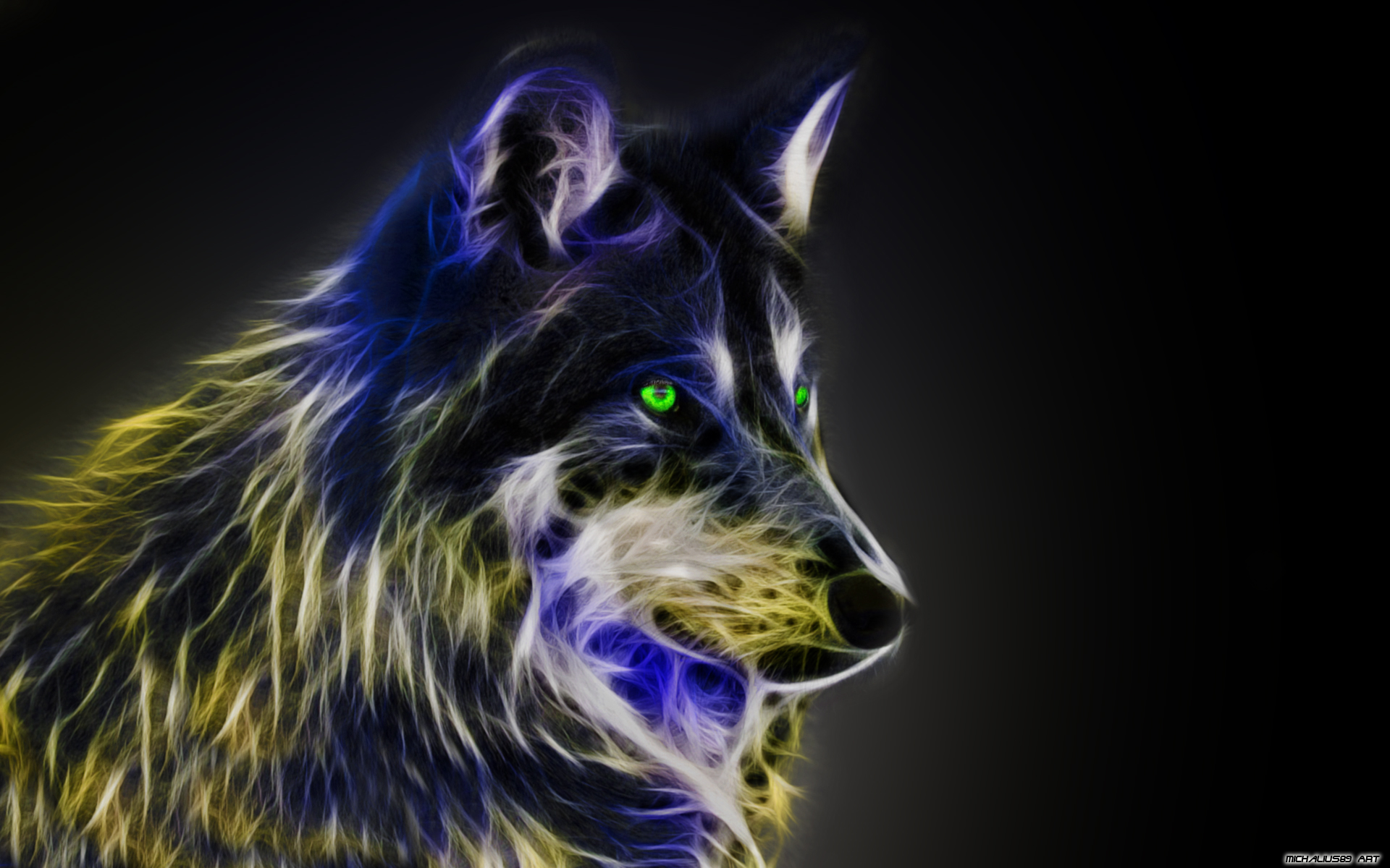 Cool Wolf Wallpaper Light Fractal wolfby michalius89 1920x1200