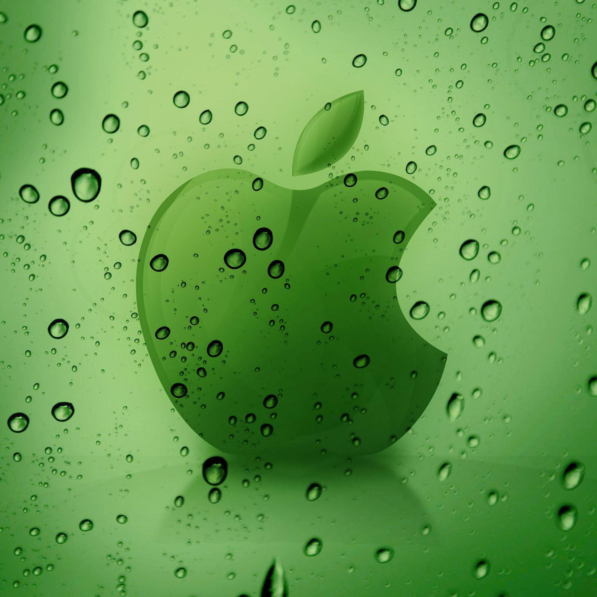 Apple Logo Behind Water Drops Retina iPad Wallpaper HD