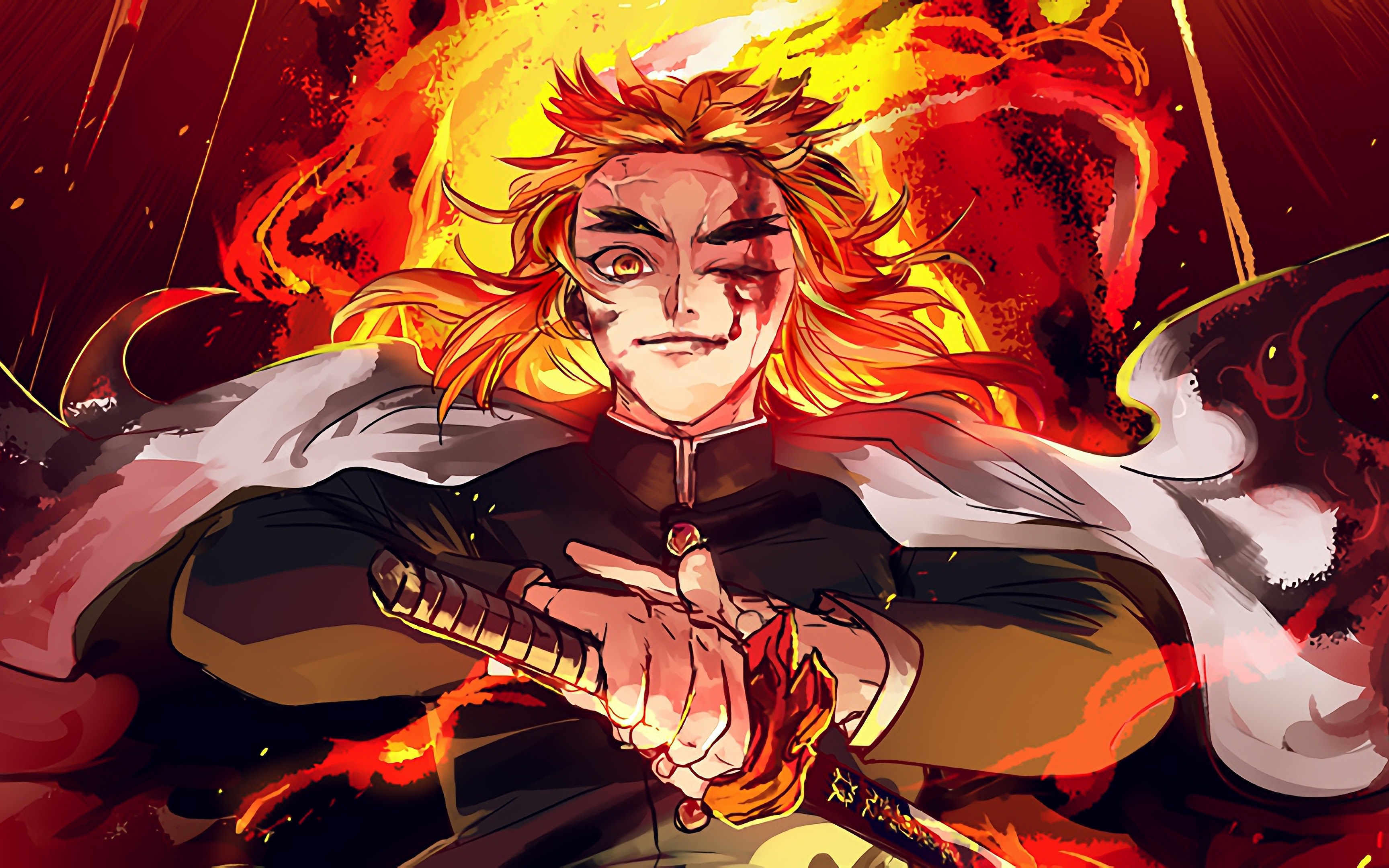 Kyoujurou Rengoku Kimetsu No Yaiba 4k Wallpaper