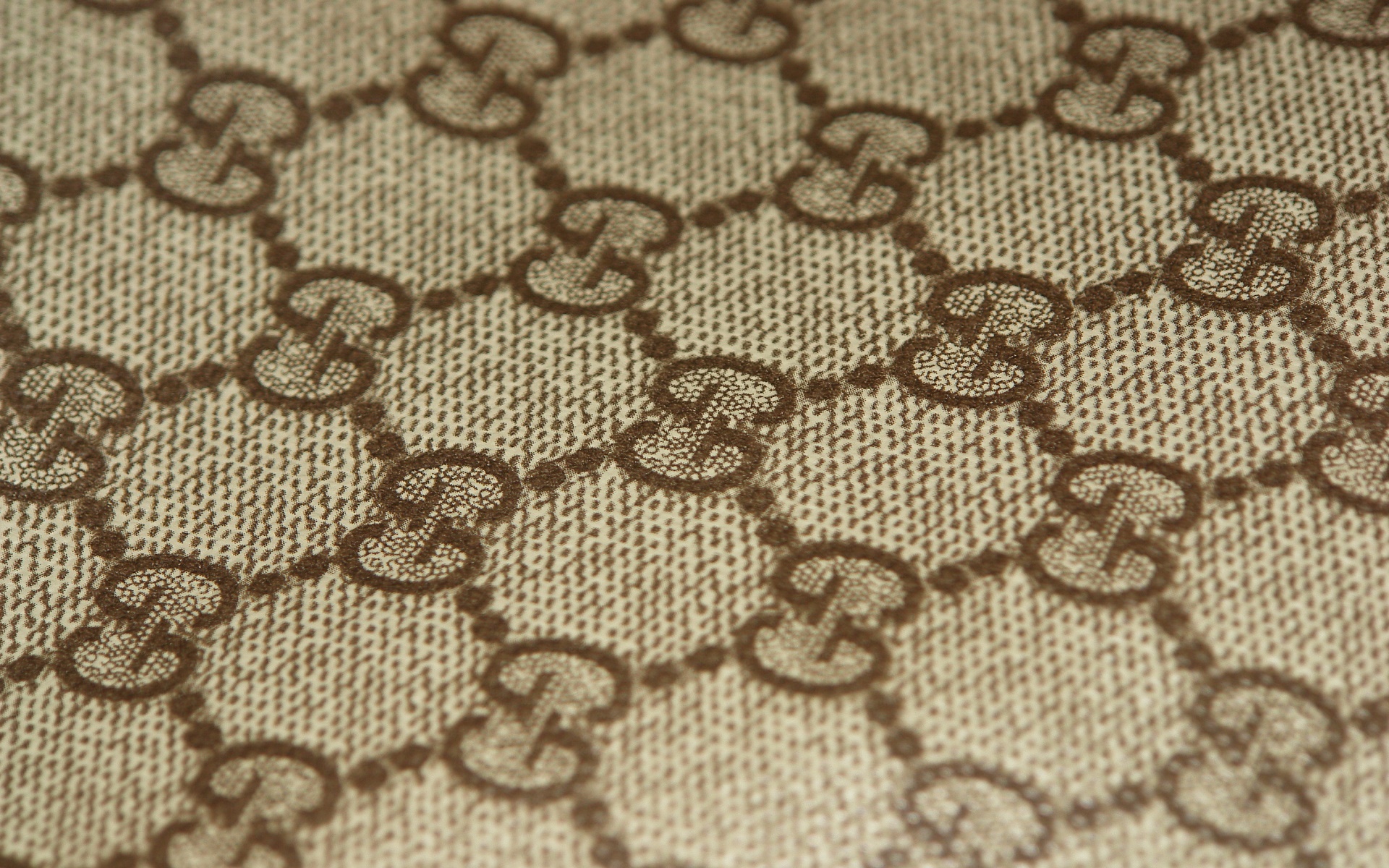 Close-up of Gucci GG Canvas Pattern in Beige and Brown