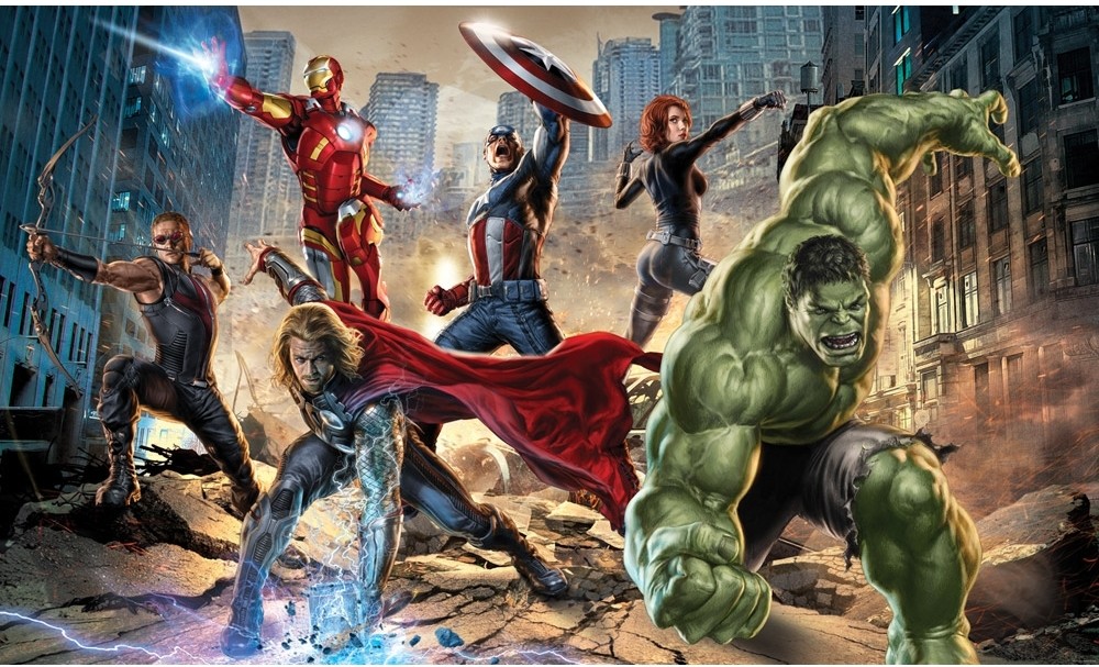 Mural Iron Man Captain America Hulk Thor Wallpaper Room Decor