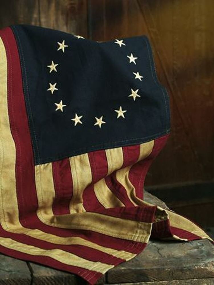 Aged B Ross American Flag Stars X Tea Stained