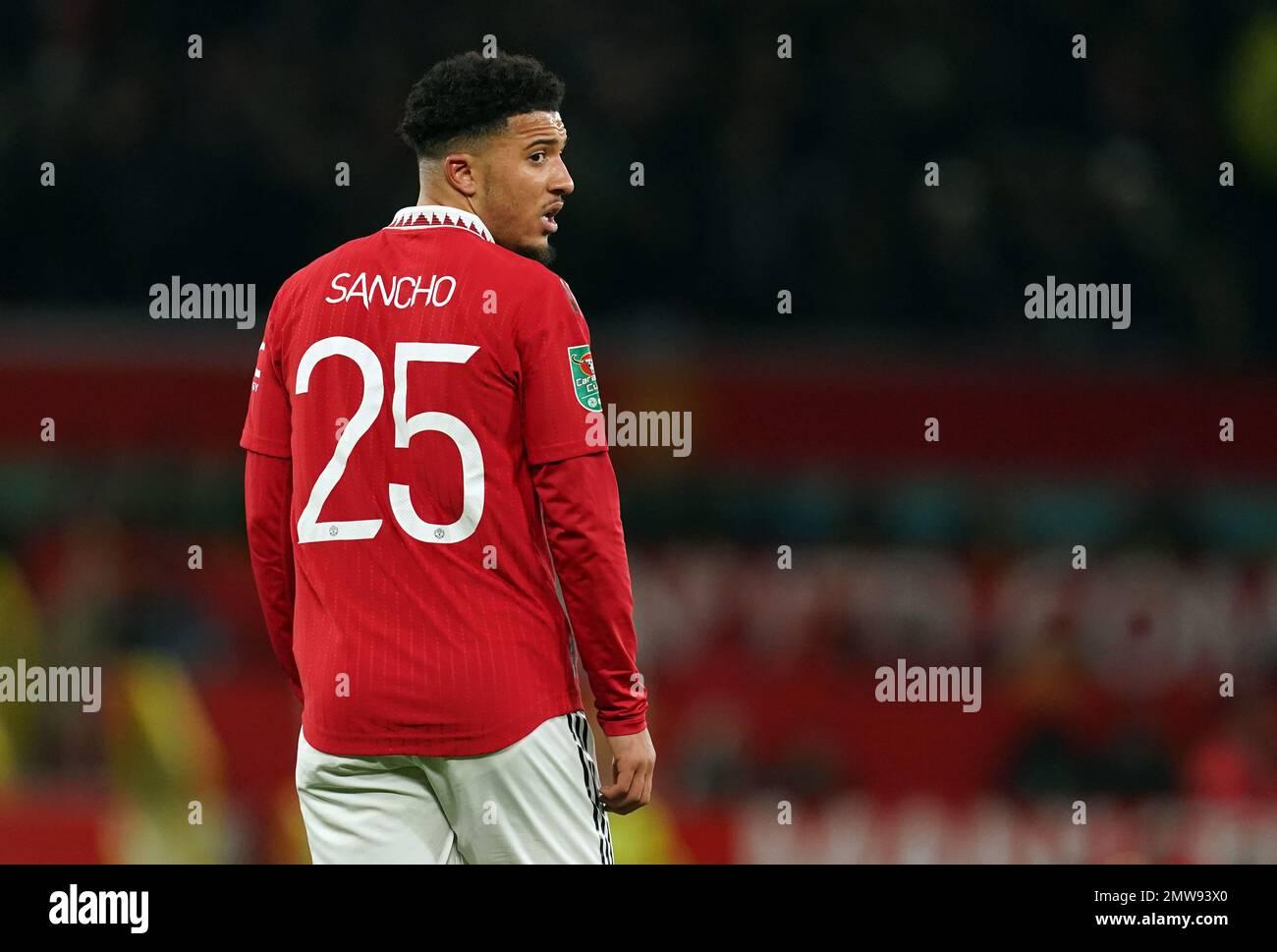 Manchester United S Jadon Sancho During The Carabao Cup Semi Final